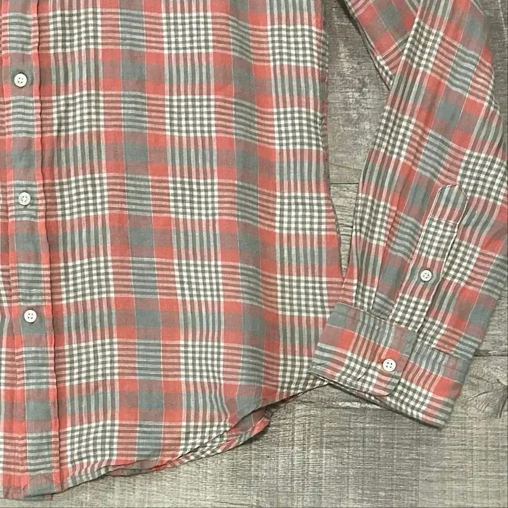 POLO Ralph Lauren Linen Long Sleeve Button Up Shirt Mens L Plaid Classic Fit
